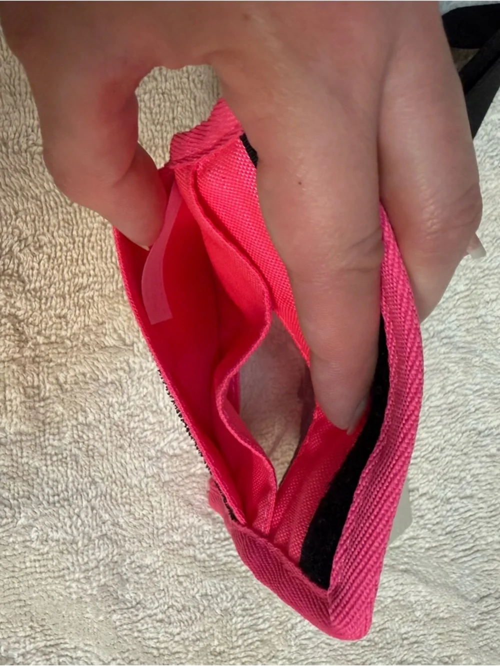 PINK Victoria's Secret Black Lanyard with Hot Pink Card Holder NWT